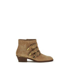 Beige Calf Leather Bos Taurus Ankle Boots