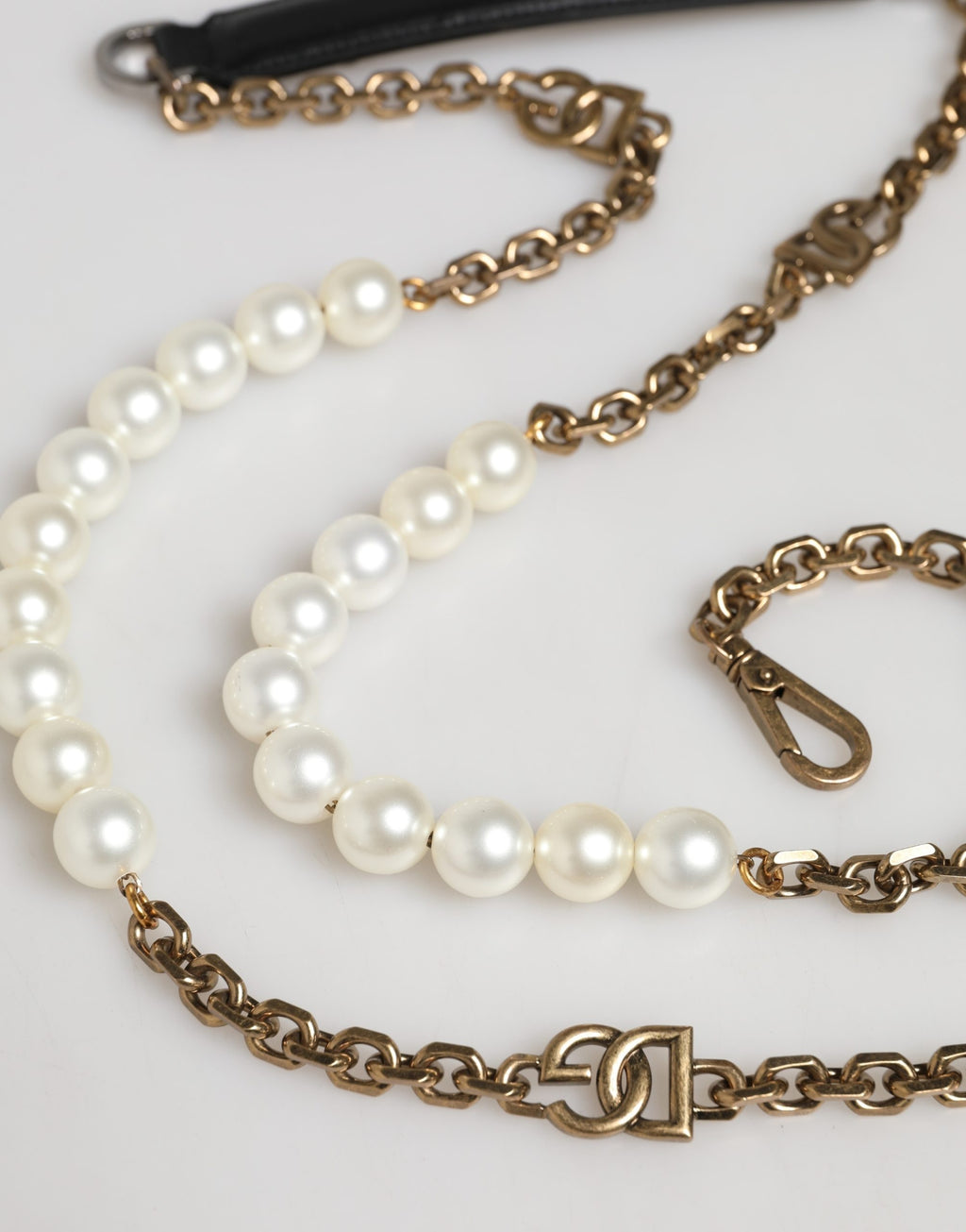 Black Leather Gold Chain Bag Accessory Shoulder Strap