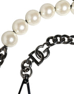 White Leather Silver Chain Bag Accessory Shoulder Strap