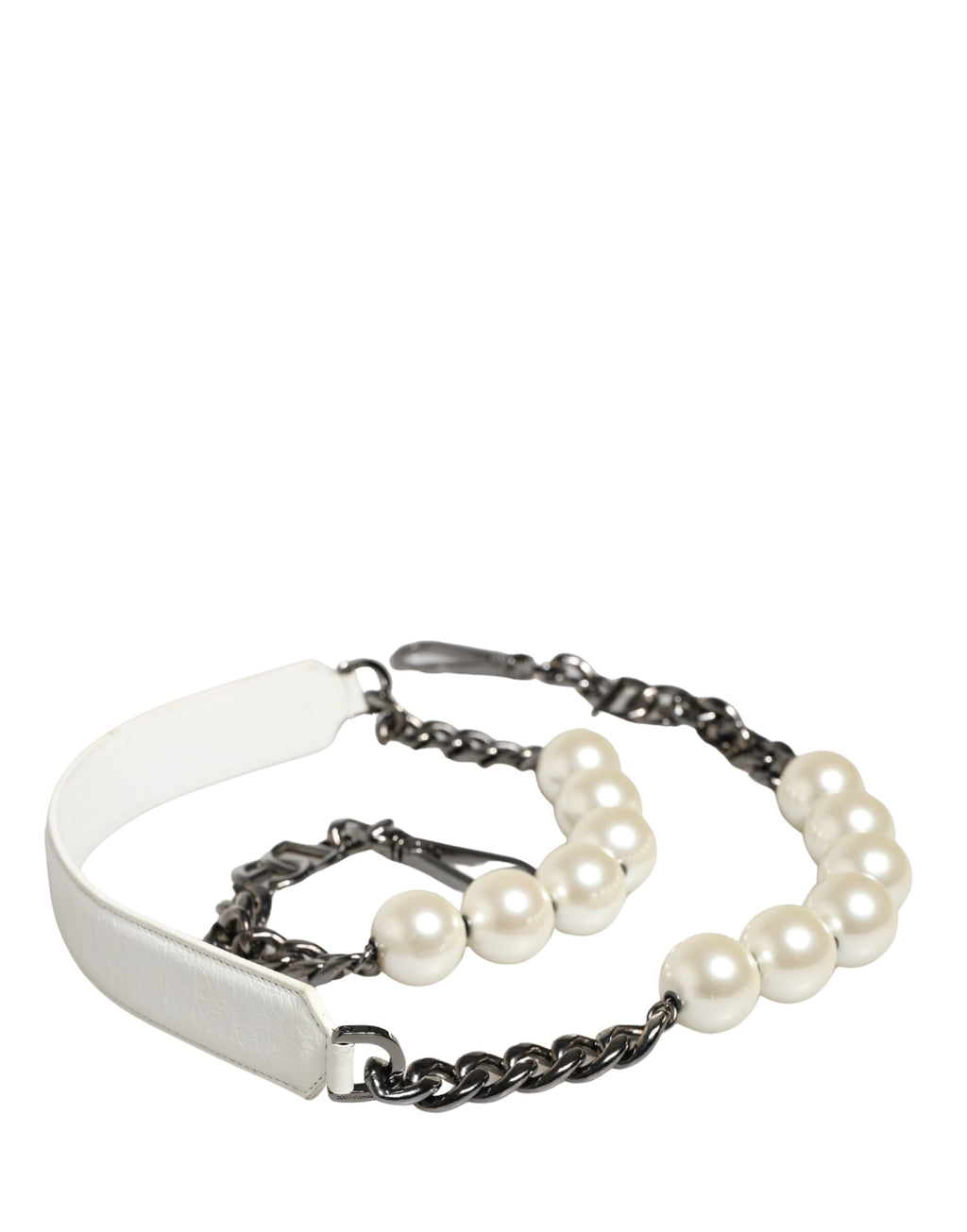 White Leather Silver Chain Bag Accessory Shoulder Strap