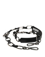 Black Leather Silver Chain Bag Accessory Shoulder Strap
