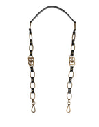 Black Leather Gold Chain Bag Accessory Shoulder Strap