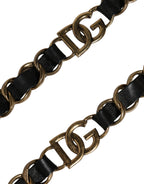 Black Leather Gold Chain Bag Accessory Shoulder Strap