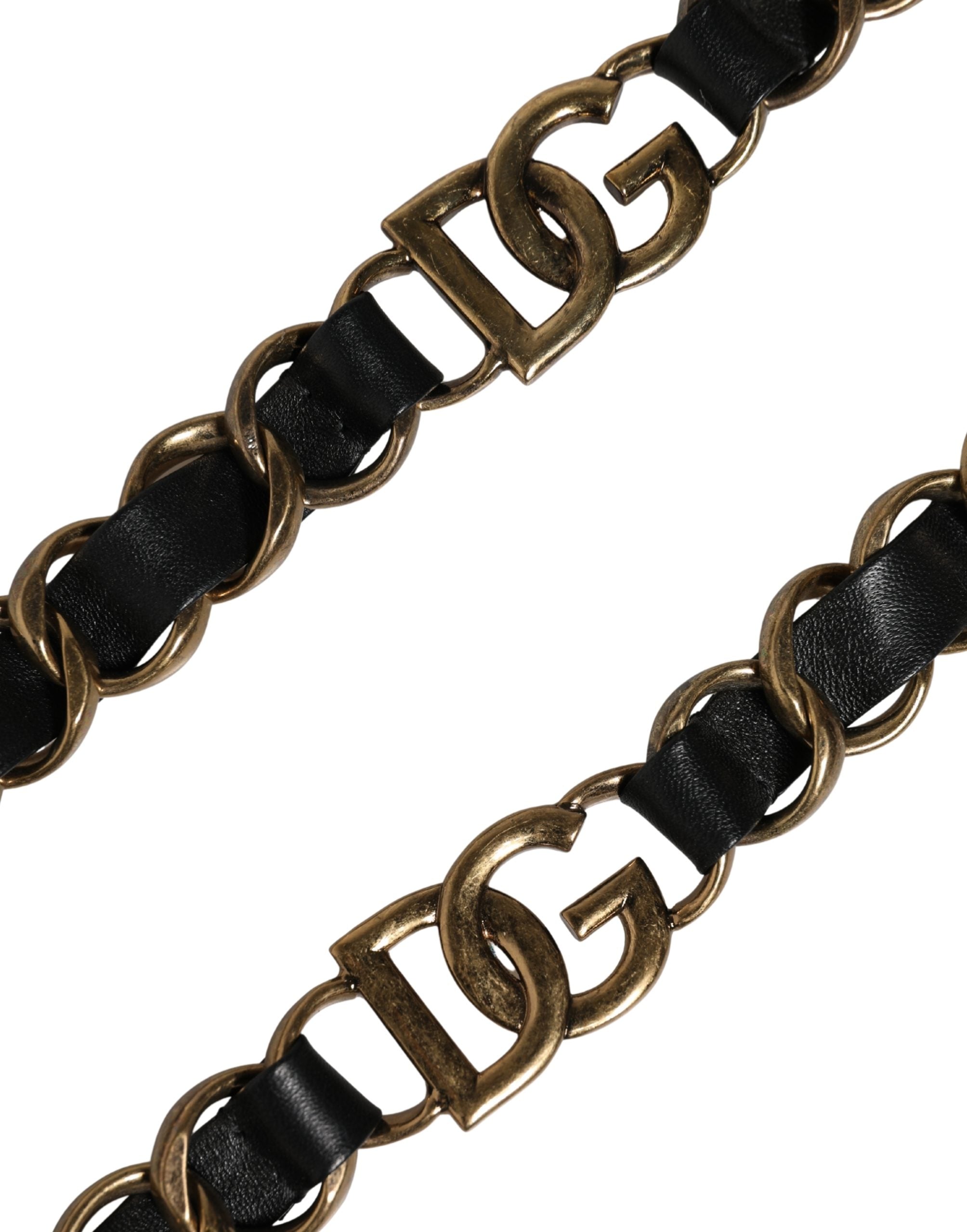 Black Leather Gold Chain Bag Accessory Shoulder Strap