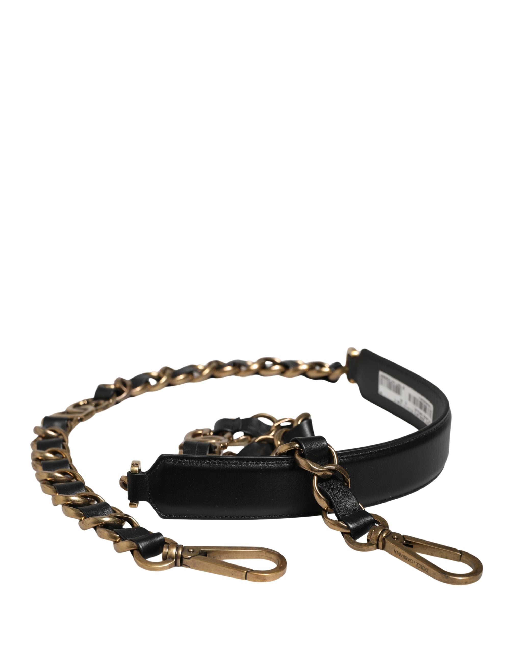 Black Leather Gold Chain Bag Accessory Shoulder Strap