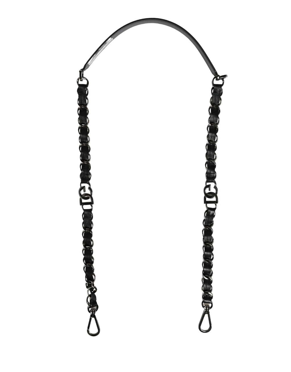 Black Leather Silver Chain Bag Accessory Shoulder Strap