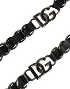 Black Leather Silver Chain Bag Accessory Shoulder Strap