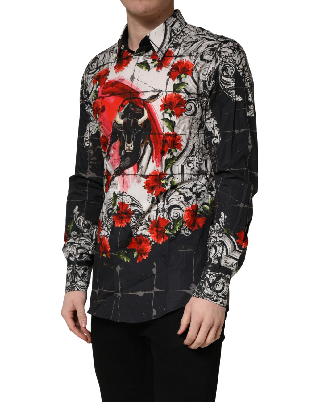 Multicolor Floral Bull Collared Men Dress Shirt
