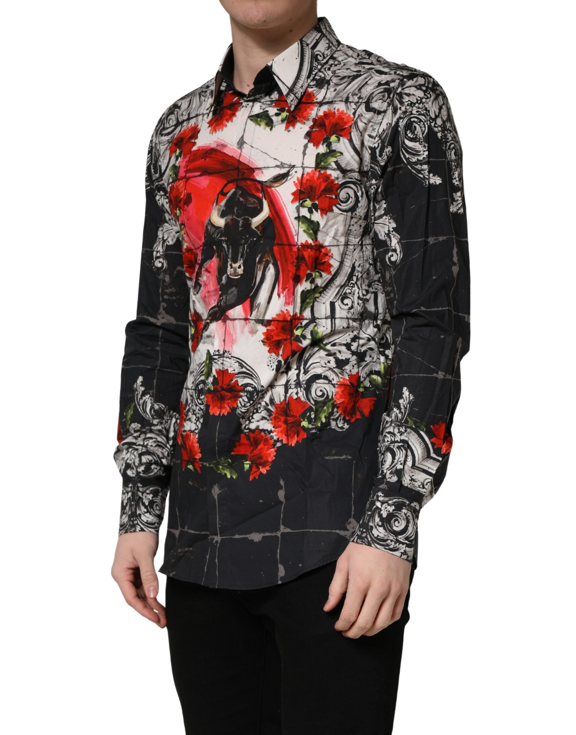 Multicolor Floral Bull Collared Men Dress Shirt