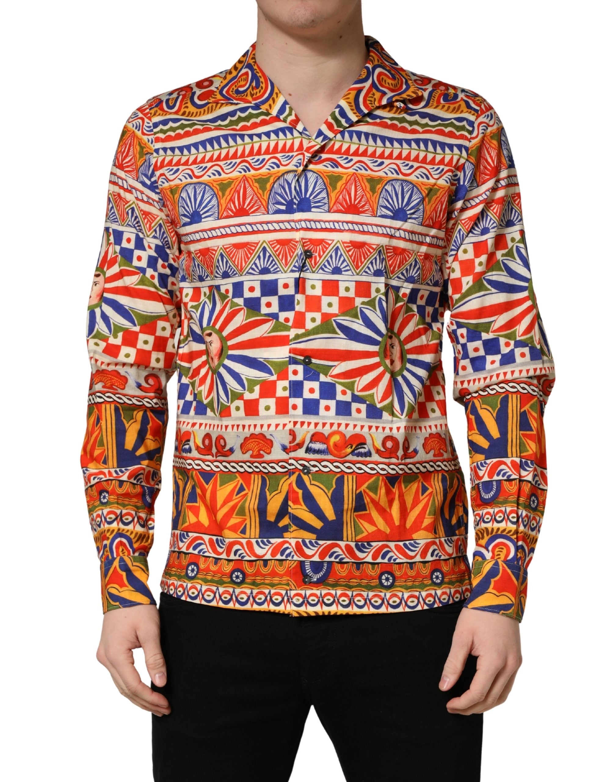 Multicolor Sicilian Carretto Twill Cotton Men Shirt
