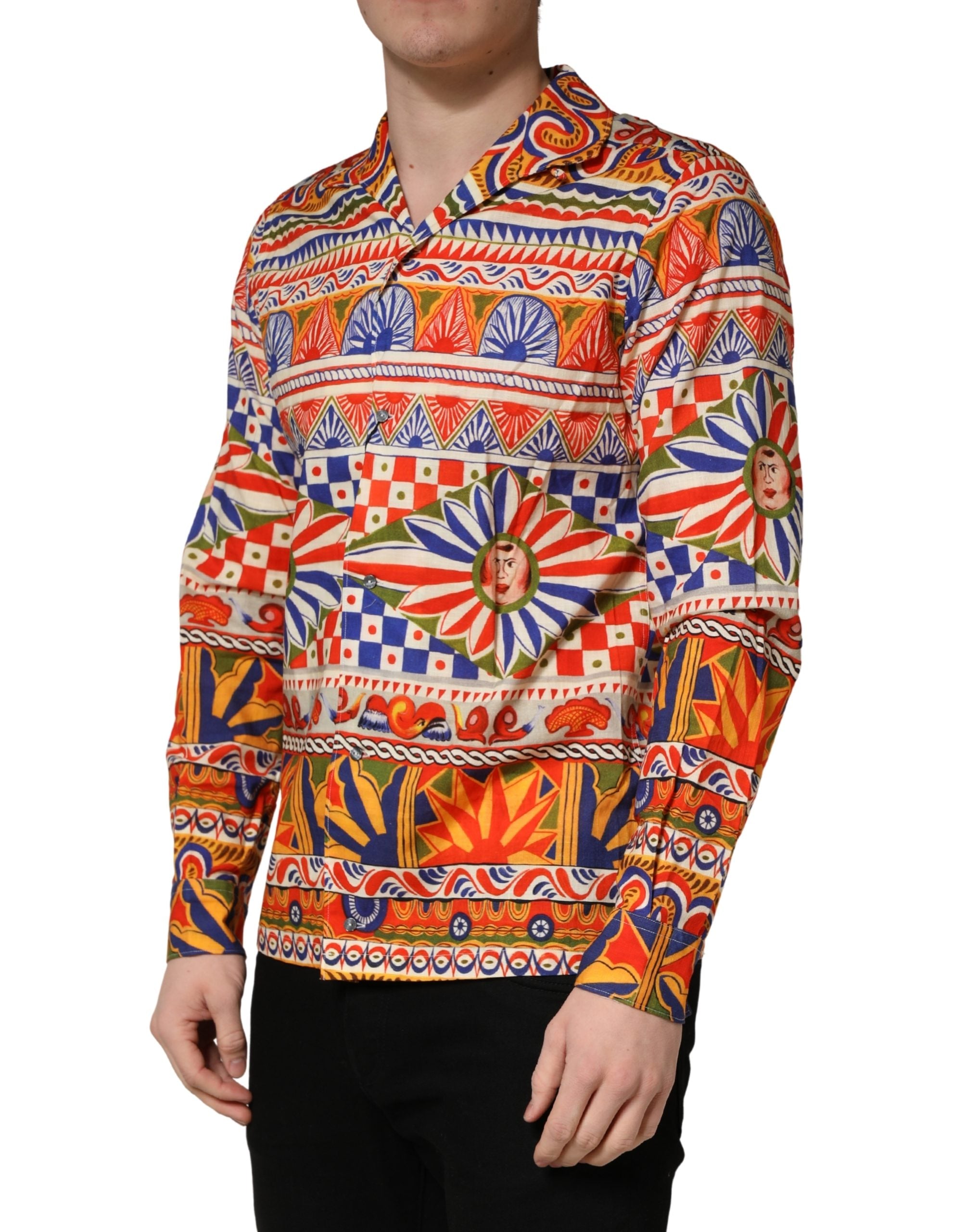 Multicolor Sicilian Carretto Twill Cotton Men Shirt
