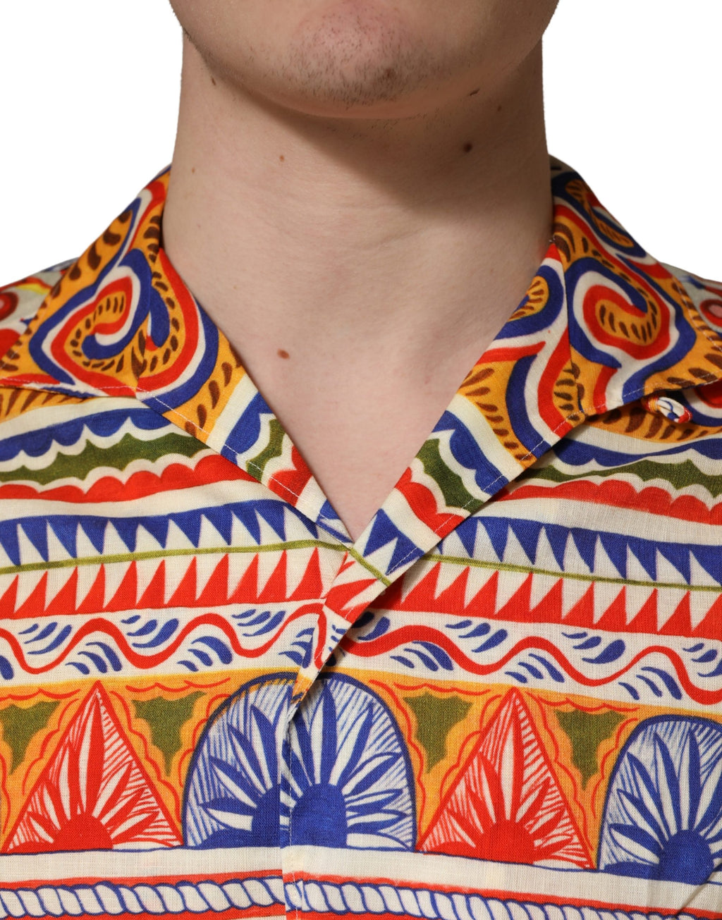 Multicolor Sicilian Carretto Twill Cotton Men Shirt