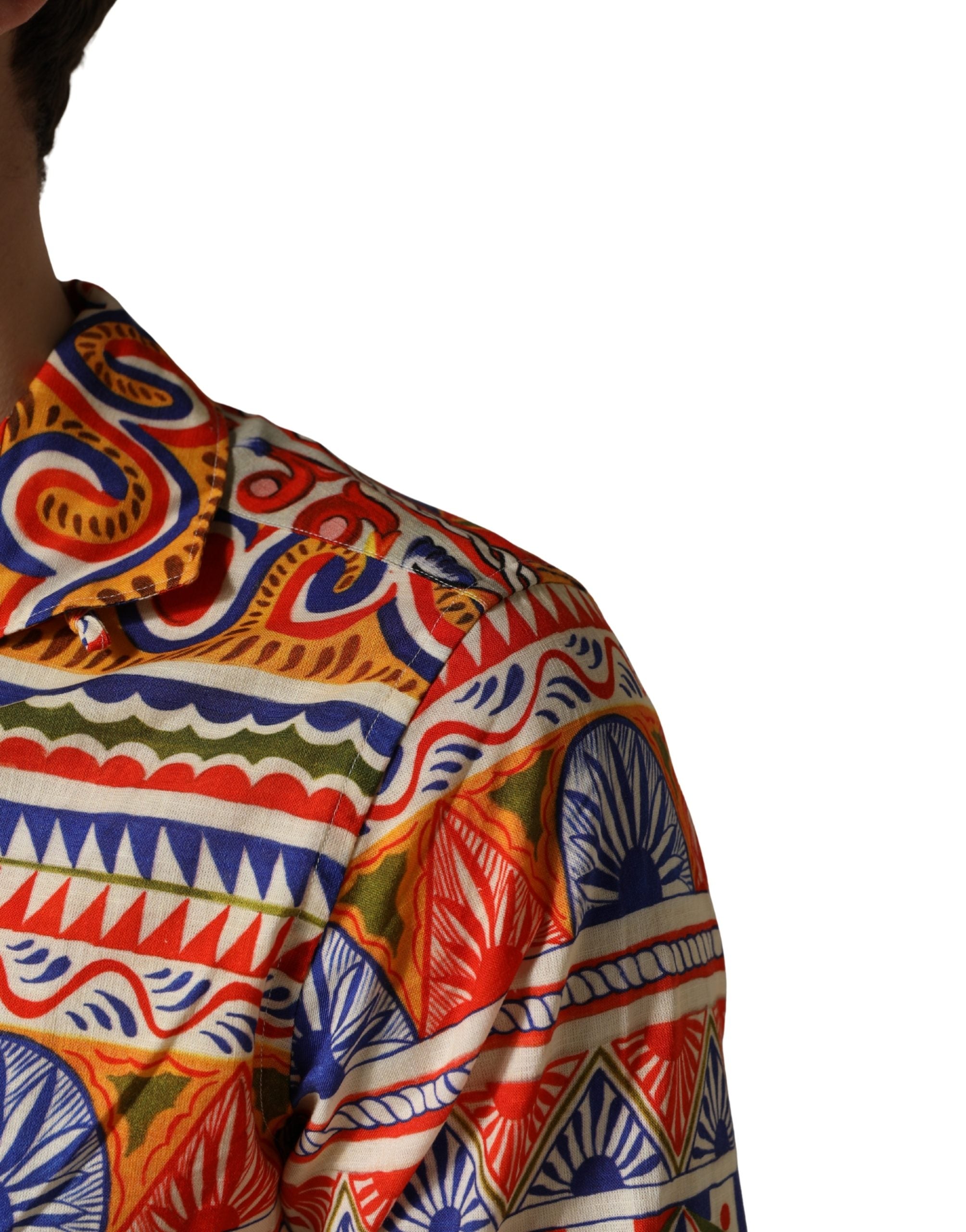 Multicolor Sicilian Carretto Twill Cotton Men Shirt