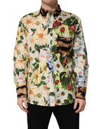 Multicolor Floral Animal Print Collared Shirt