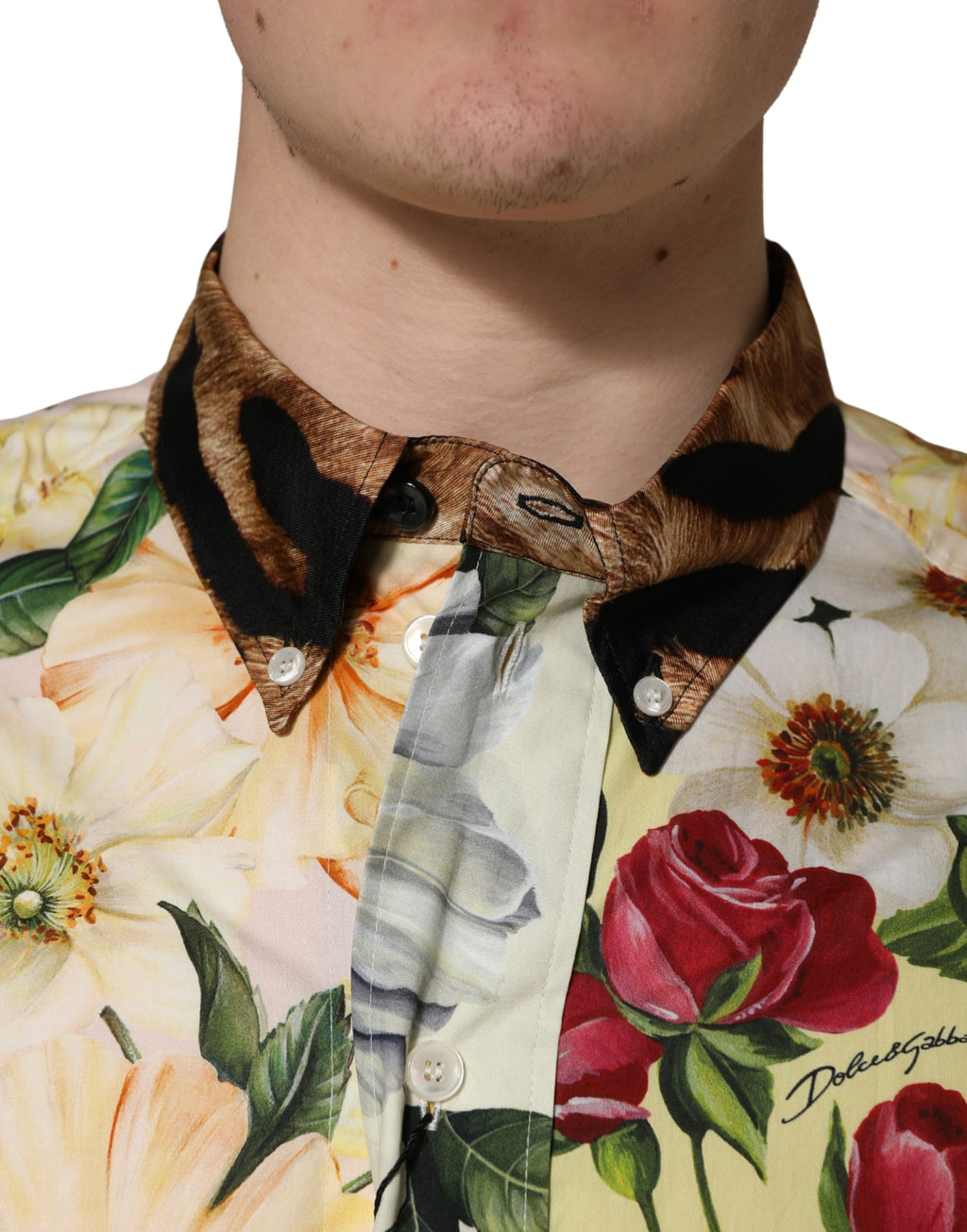 Multicolor Floral Animal Print Collared Shirt