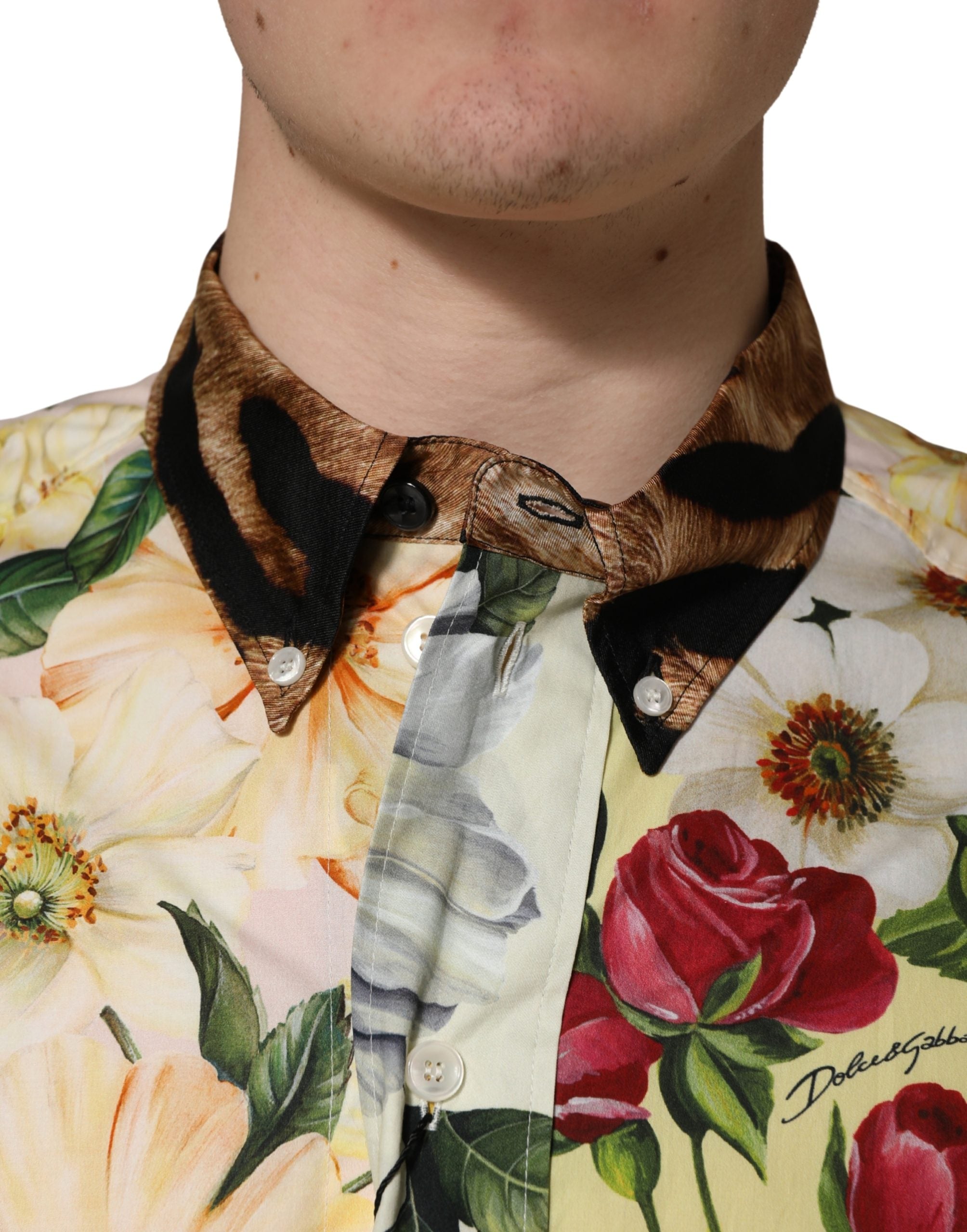 Multicolor Floral Animal Print Collared Shirt