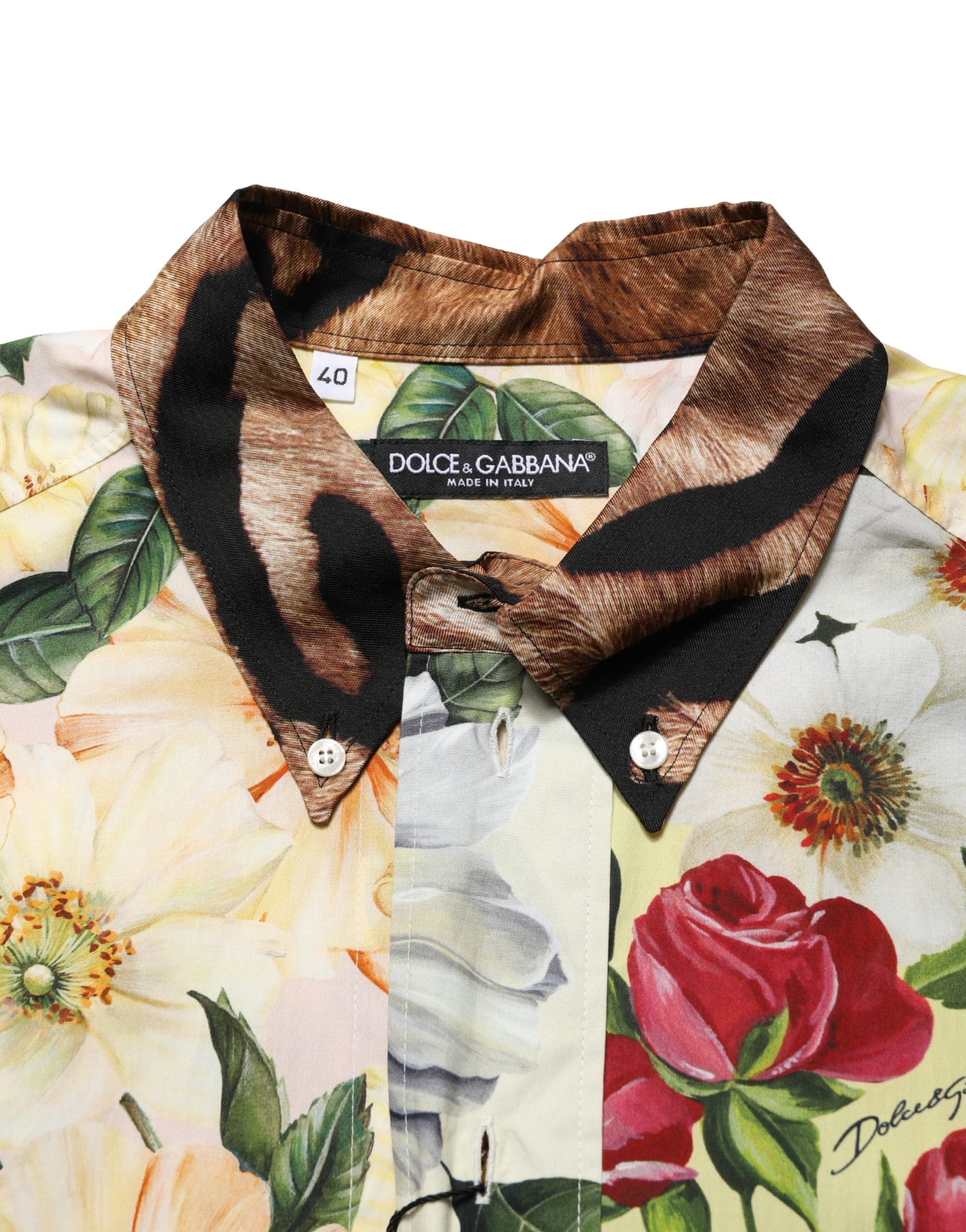 Multicolor Floral Animal Print Collared Shirt