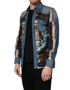 Blue Baroque Cotton Button Down Denim Shirt