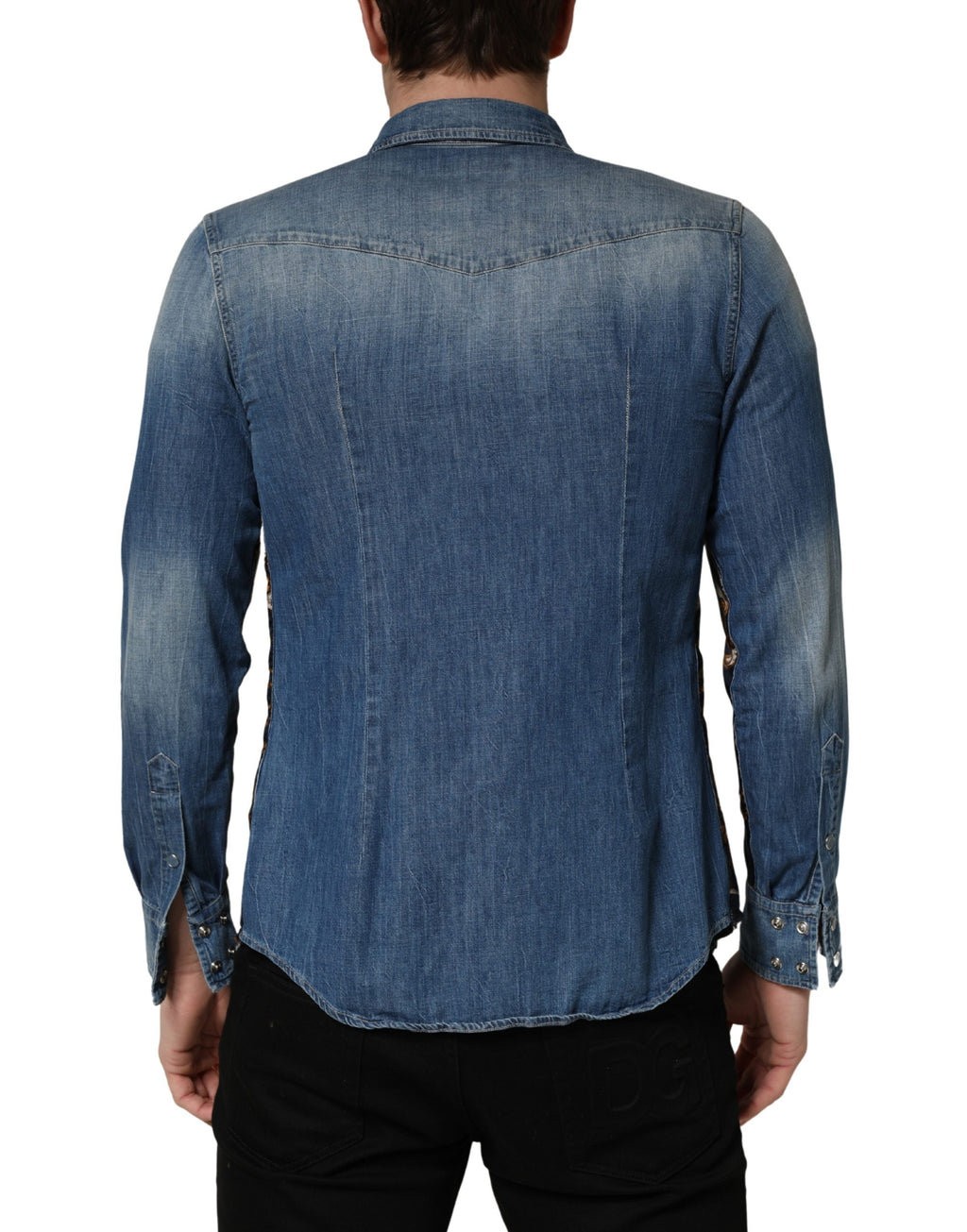 Blue Baroque Cotton Button Down Denim Shirt