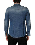 Blue Baroque Cotton Button Down Denim Shirt
