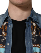 Blue Baroque Cotton Button Down Denim Shirt