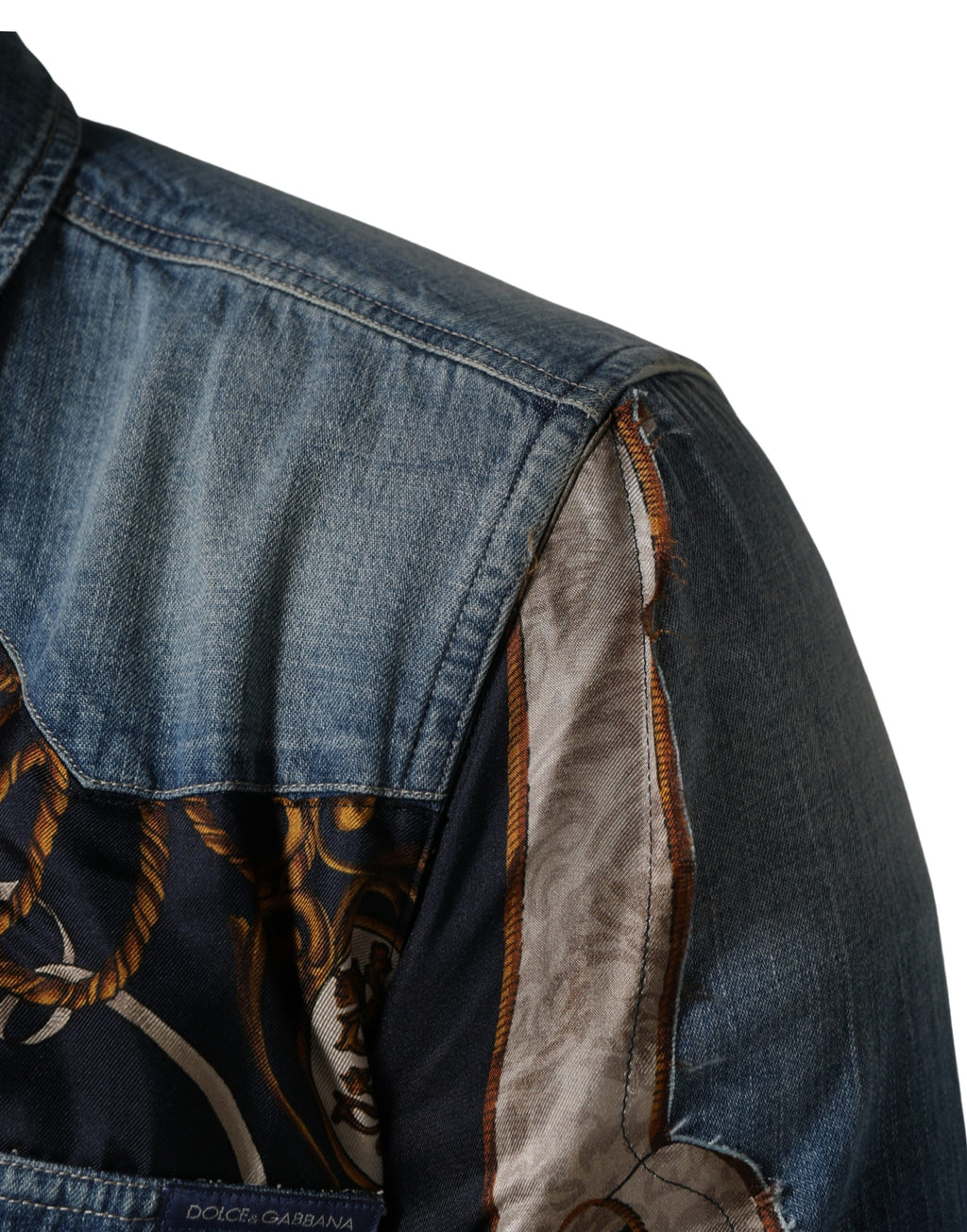 Blue Baroque Cotton Button Down Denim Shirt