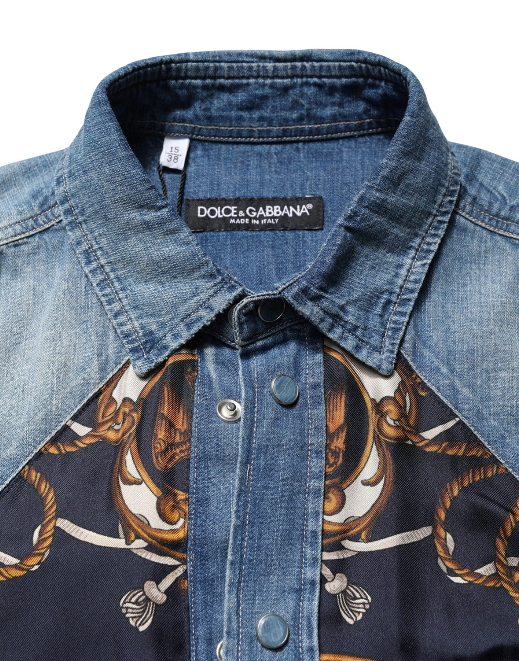 Blue Baroque Cotton Button Down Denim Shirt