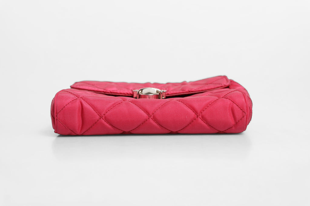 Prada Pink Quilted Tessuto Impuntu Nylon Flap Crossbody Bag