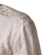 White Silk Long Sleeve Tonal Logo Print Shirt