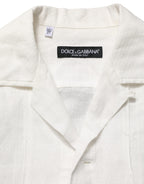 White Linen Short Sleeves Button Down Shirt