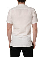 White Linen Short Sleeves Button Down Shirt