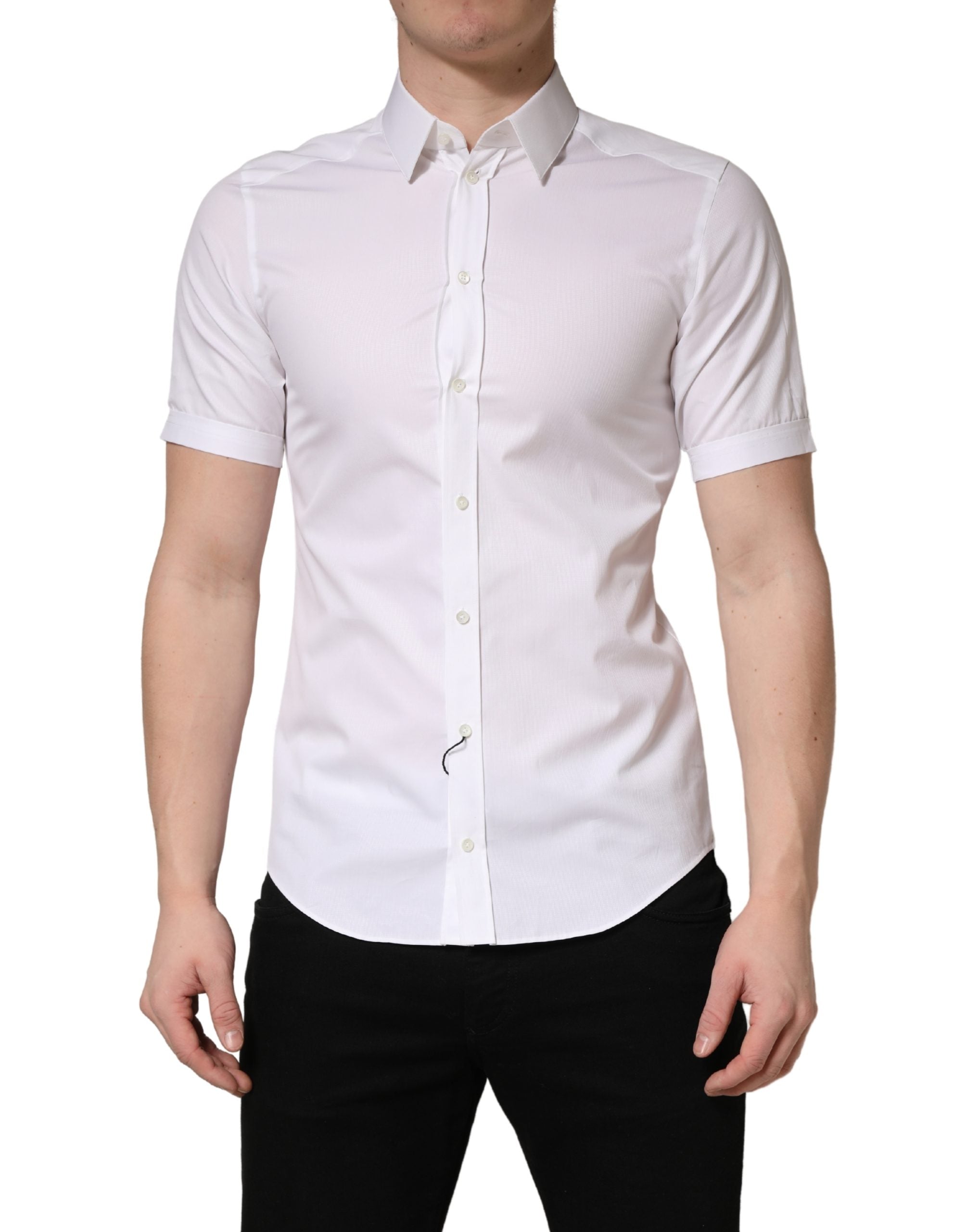 White Cotton Short Sleeves Button Down Shirt