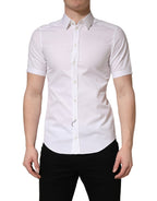 White Cotton Short Sleeves Button Down Shirt