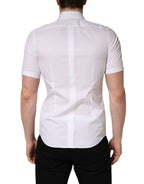 White Cotton Short Sleeves Button Down Shirt