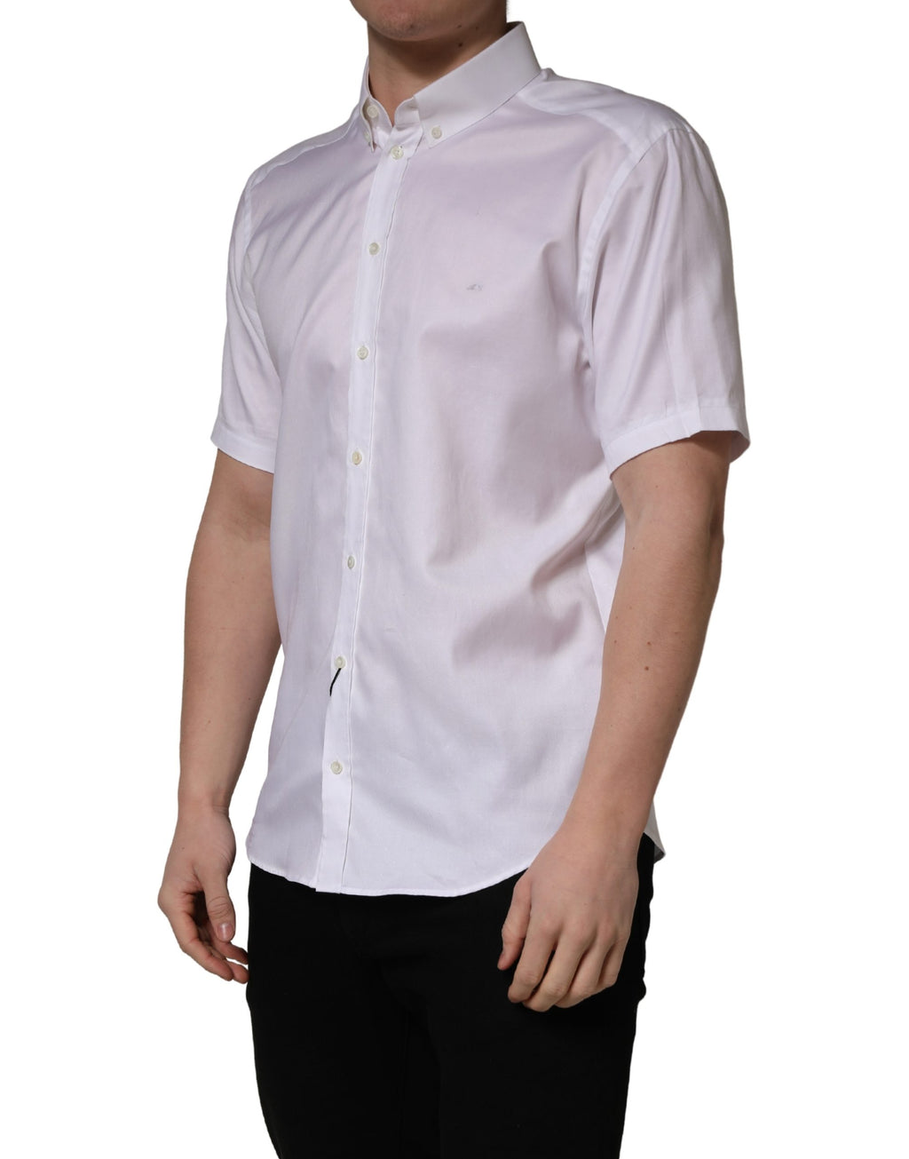 White Cotton Short Sleeves Button Down Shirt