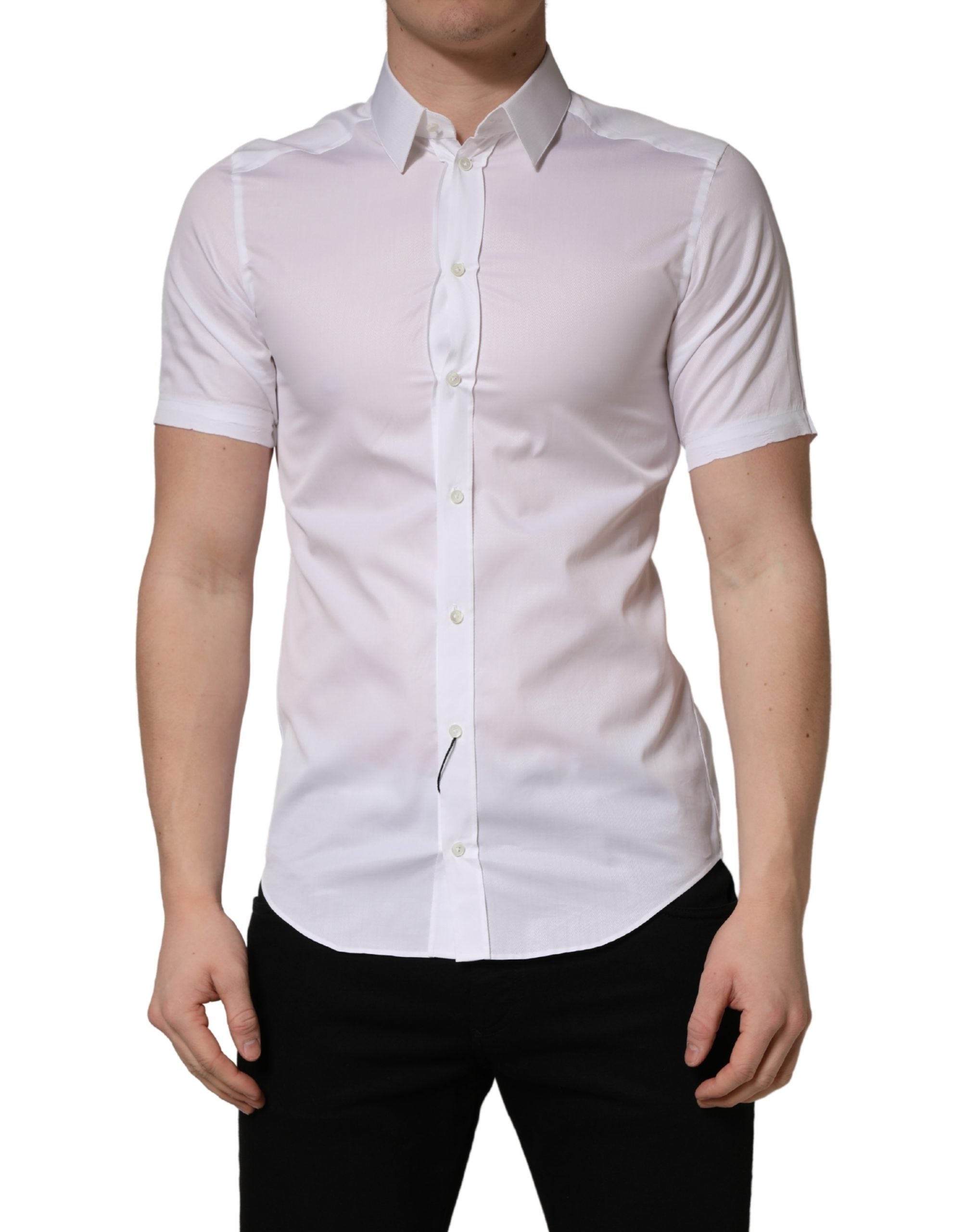 White Cotton Short Sleeves Button Down Shirt