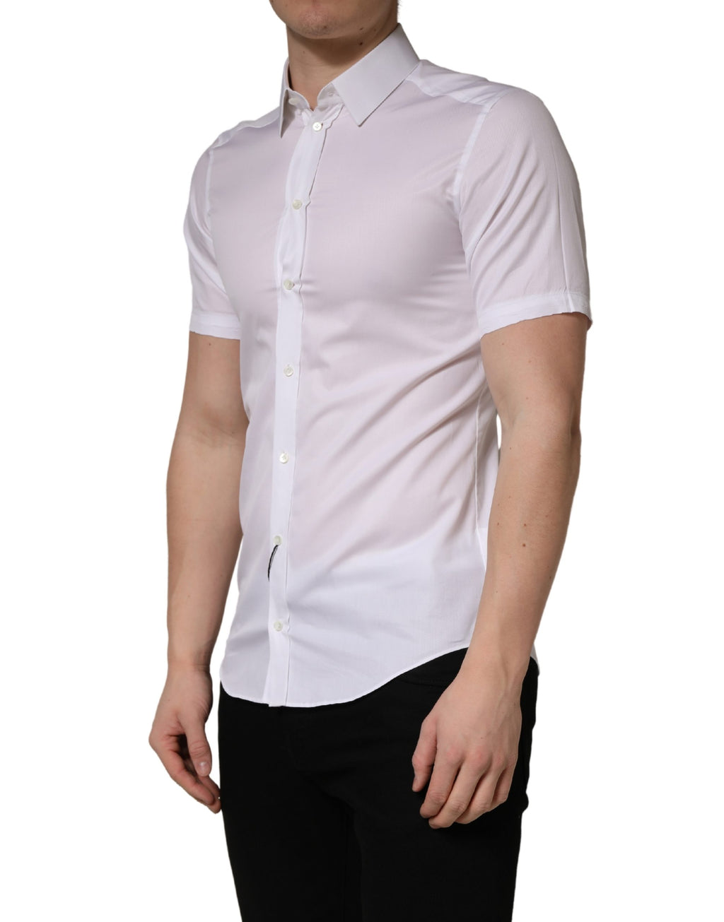 White Cotton Short Sleeves Button Down Shirt