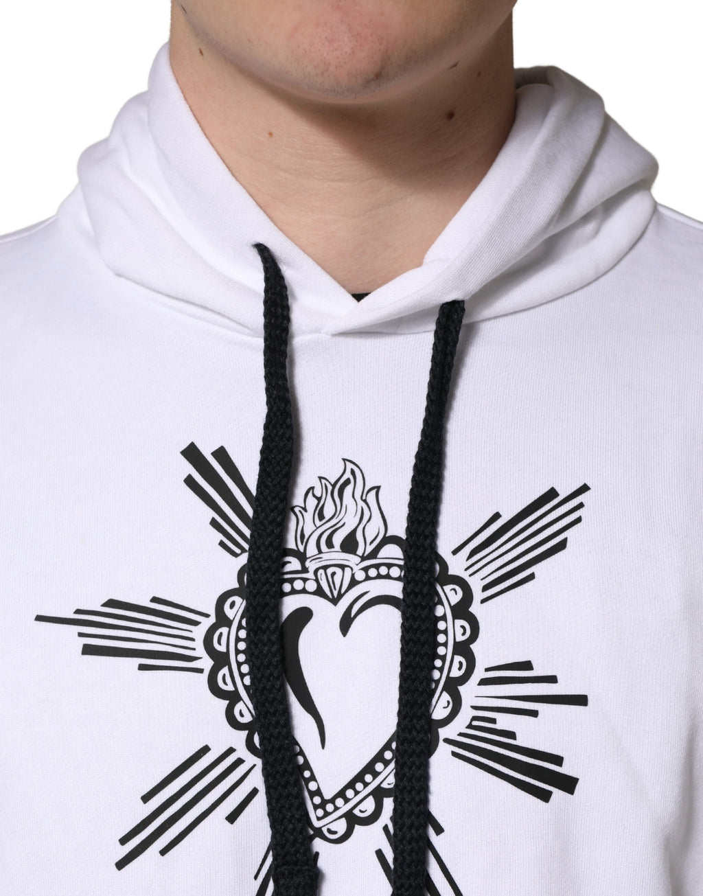 White Sacred Heart Hooded Sweatshirt Sweater