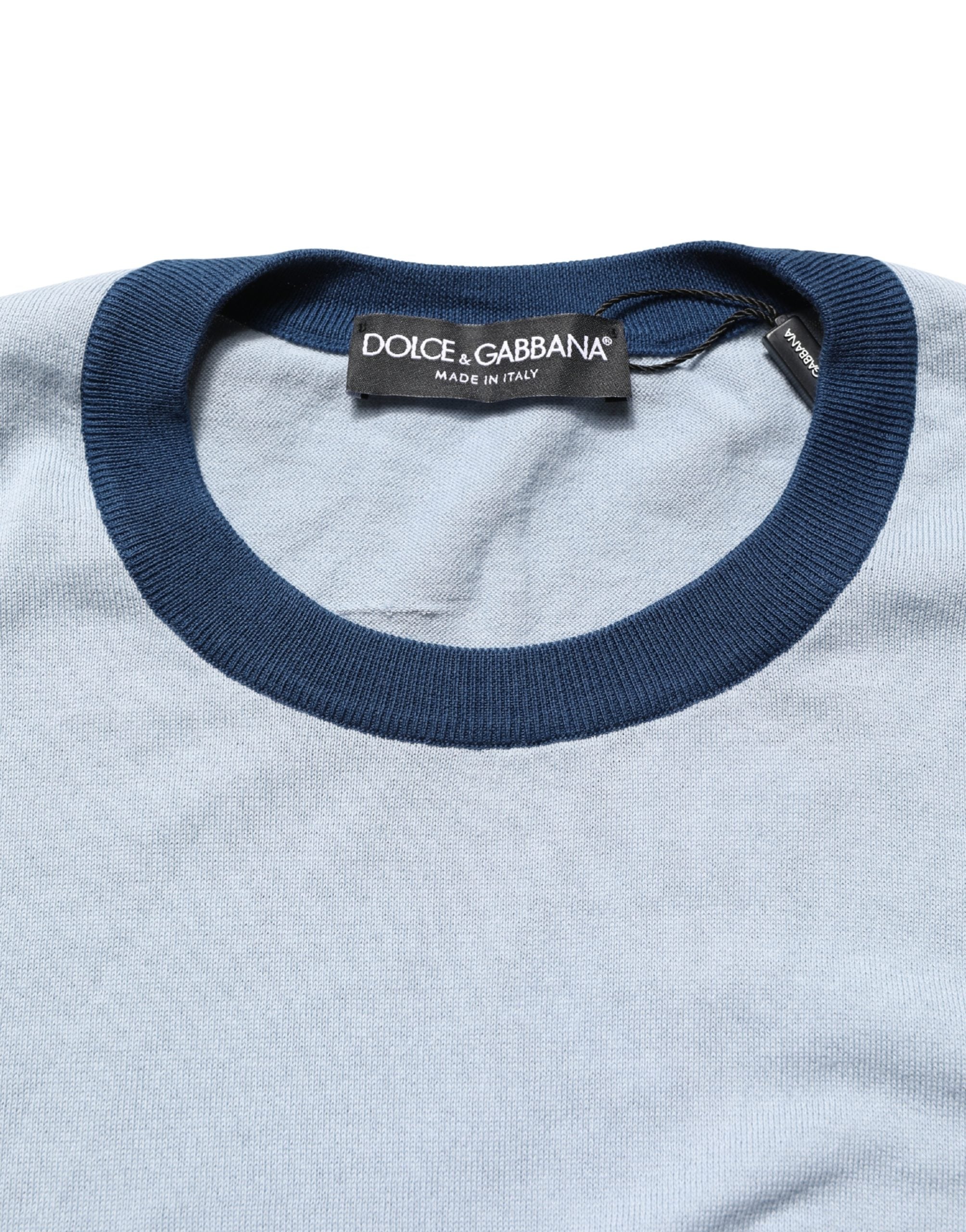 Blue Long Sleeves Crew Neck Pullover Sweater