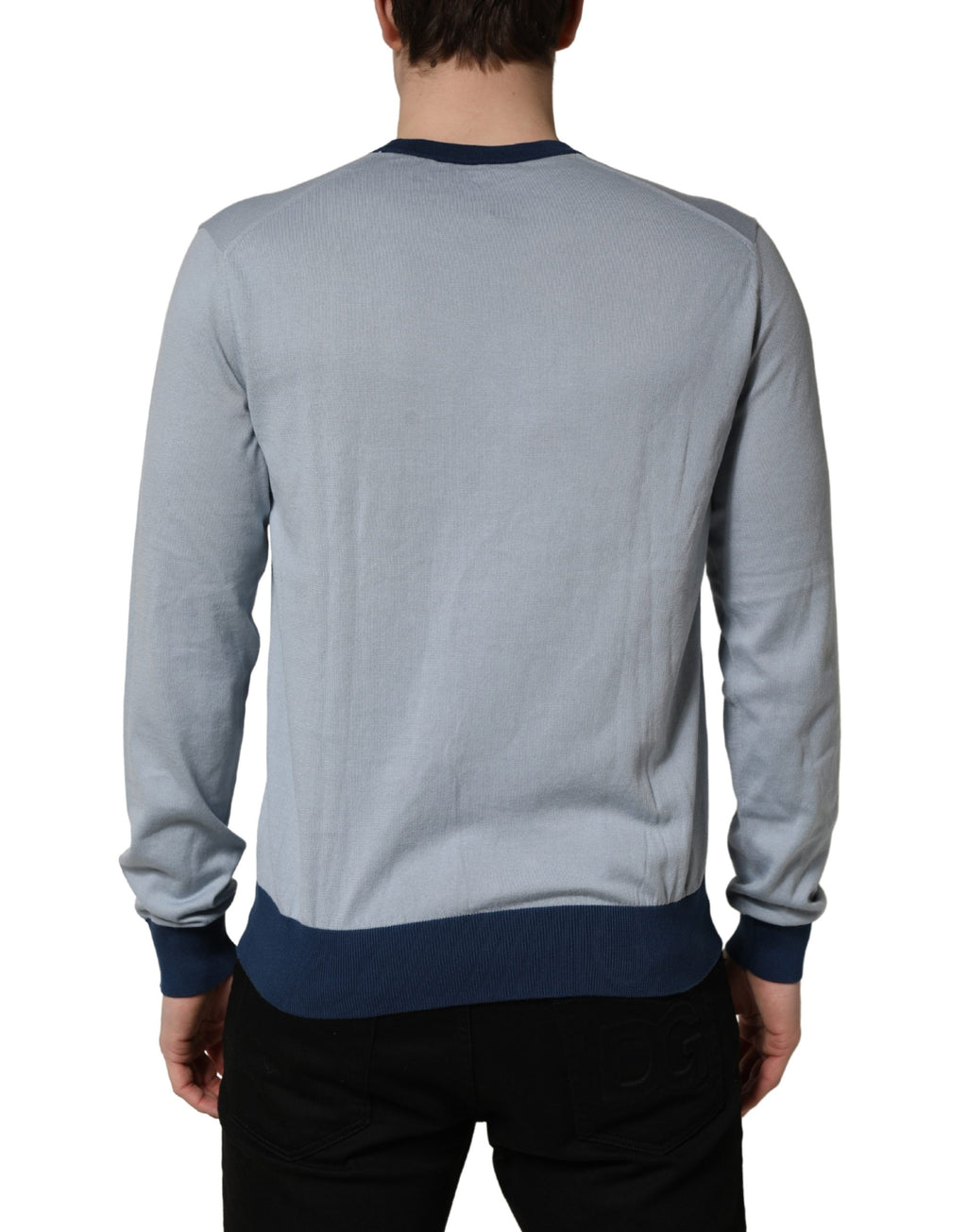 Blue Long Sleeves Crew Neck Pullover Sweater