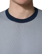 Blue Long Sleeves Crew Neck Pullover Sweater