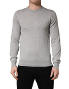 Gray Long Sleeves Crew Neck Pullover Sweater