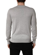 Gray Long Sleeves Crew Neck Pullover Sweater