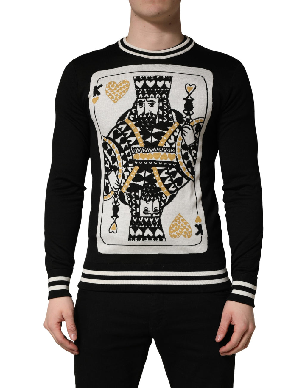 Black King Of Hearts Men Crew Neck Pullover Sweater