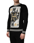Black King Of Hearts Men Crew Neck Pullover Sweater