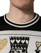 Black King Of Hearts Men Crew Neck Pullover Sweater