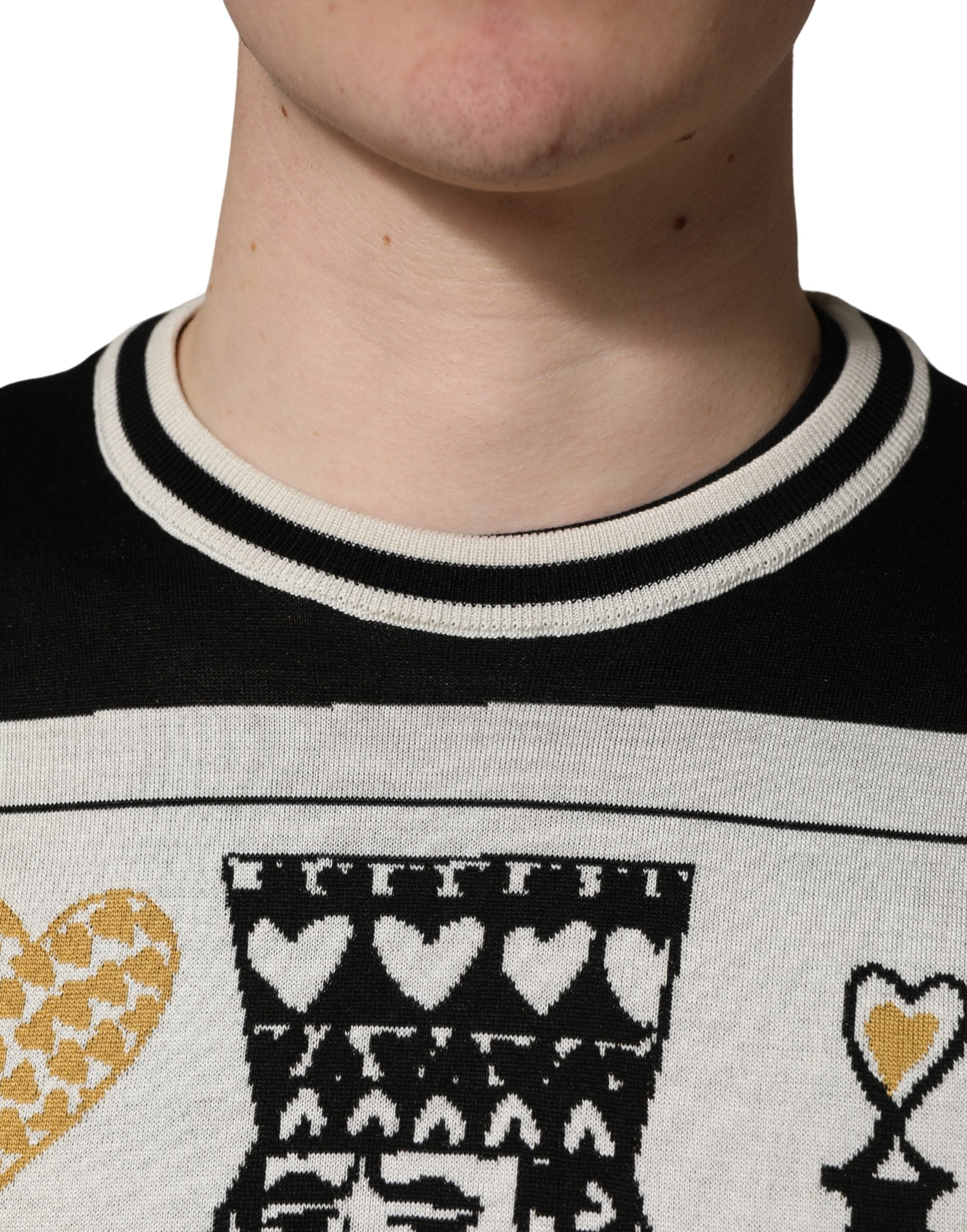 Black King Of Hearts Men Crew Neck Pullover Sweater
