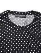 Black Polka Dot Crew Neck Pullover Sweater