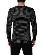 Black Polka Dot Crew Neck Pullover Sweater