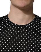 Black Polka Dot Crew Neck Pullover Sweater